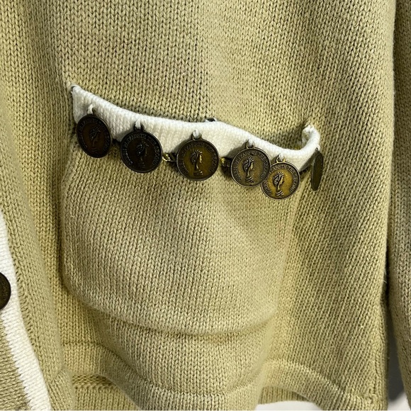 NWT Storybook Knits "Gold Fortune" Beige Cardigan w/Coin Accents Women’s Sz Med - Picture 5 of 10